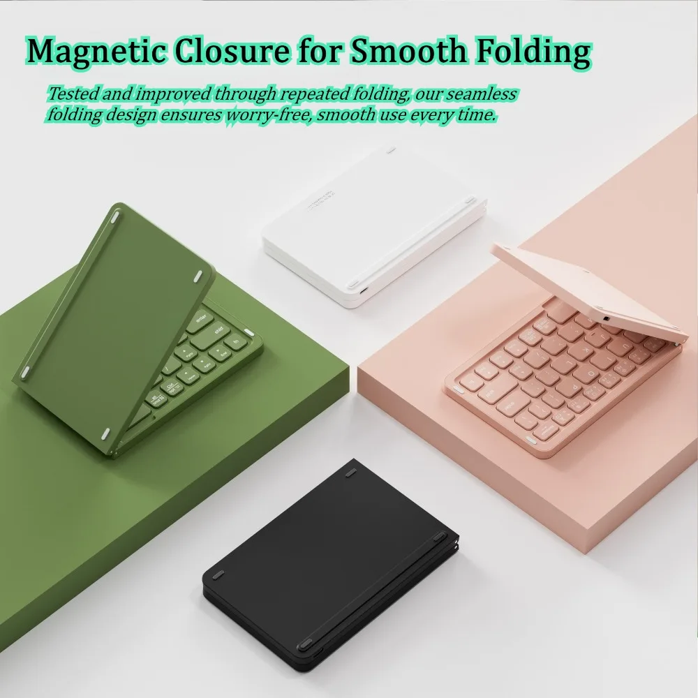 Wireless Foldable Bluetooth Keyboard, Mini Portable Office Keypad for Laptop, Mobile Phone