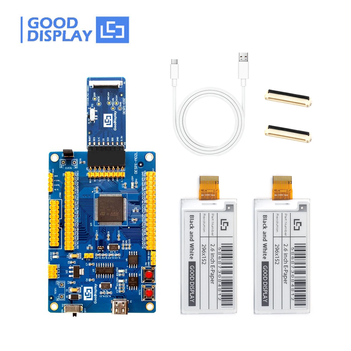 Good Display 2.66 Inch E Paper UC8151D E Ink Display And STM32 Driving Board