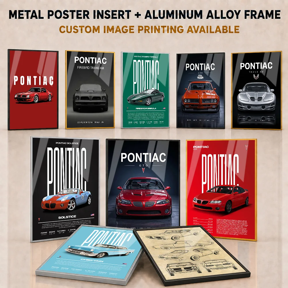 Pontiac Metal Poster With Aluminum Alloy Frame Personalized Classic Garage Culture Tribute Wall Art For Office And Driver Gift