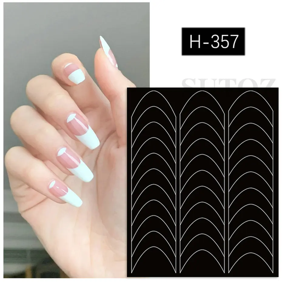 French Nails Template Stickers Nail Edge Strip Wave Design French-style Manicure Auxiliary DIY Tip Tools Decal Accessories #H358