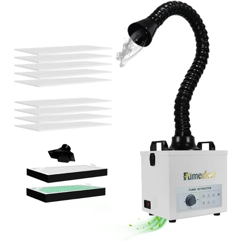 Solder fume extractor - powerful 100W suction power 200m³/h, low noise, with 12 filters