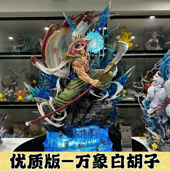 Uma peça série estátua de barba branca gk grande figura de ação anime cena plug-in ornamento brilhante brinquedos colecionáveis e hobbies