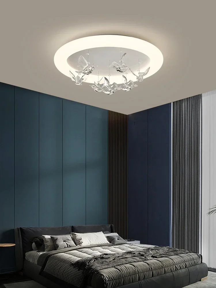 

Bedroom light Nordic creative Internet celebrity art new hummingbird round led light luxury modern simple bedroom light