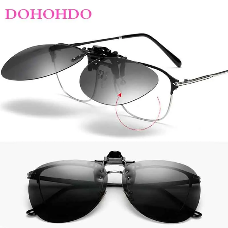 New Clip On Glasses Polarized Sunglass Men Women Oversize Round Driving Anti-glare Sun Glasses Flip-up Lenes Eyewear Accessories