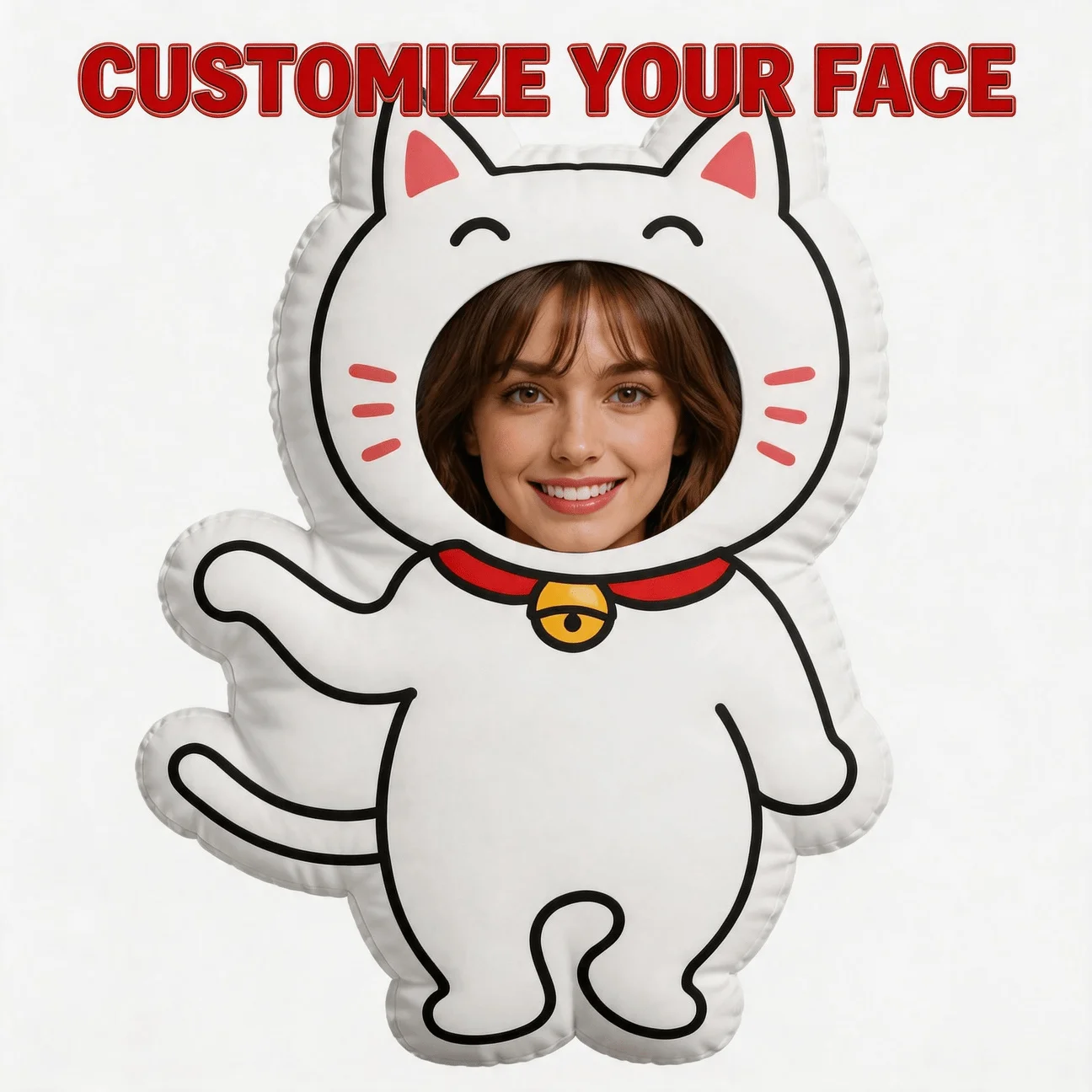 Custom Personalized Photo Face Pillow, Cute Cartoon Character Style Custom Shaped Decorative Cushion, Unique Home Decor Accent f