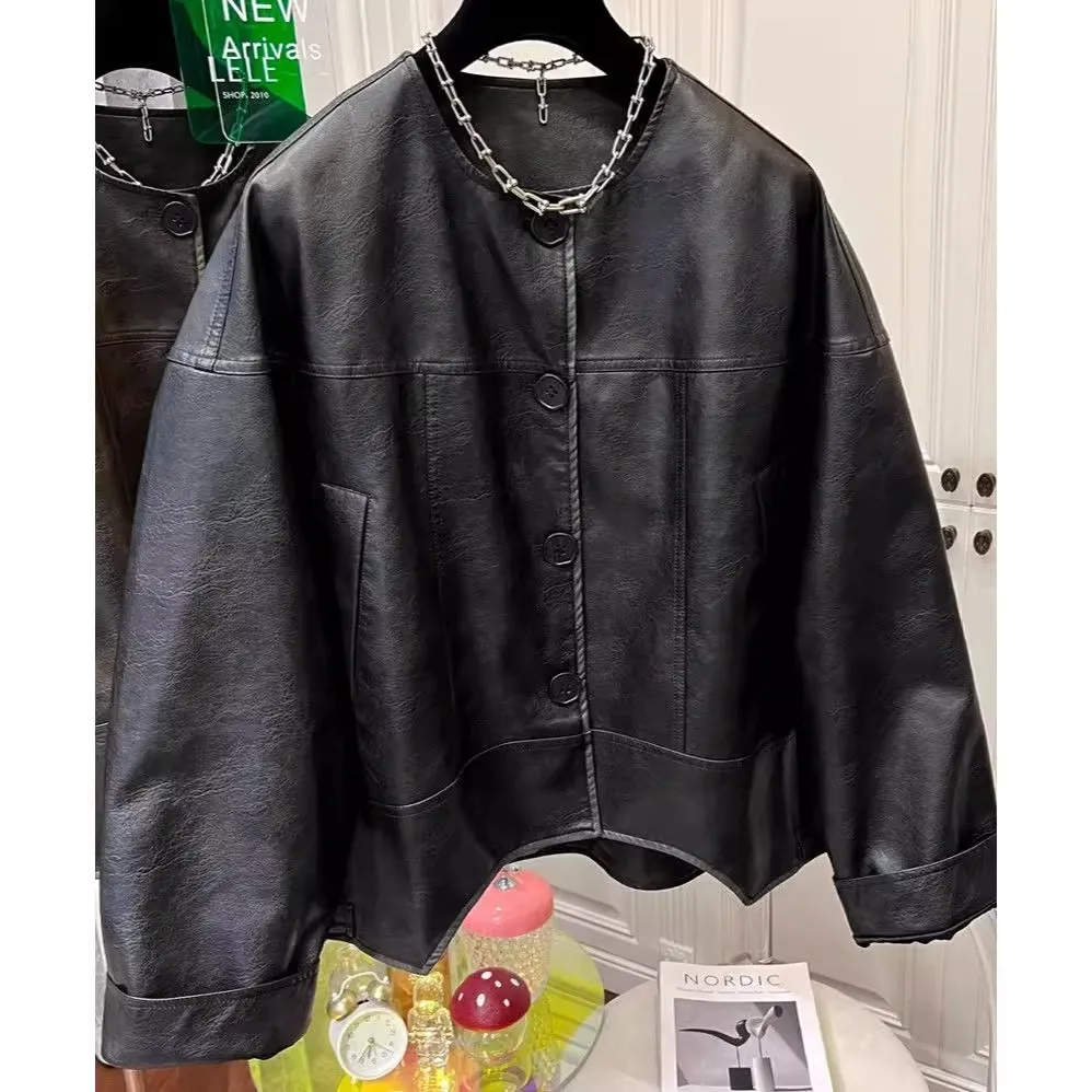 

Мужская куртка из искусственной кожи, осенне-зимняя, больших размеров, в корейском стиле, модная, байкерская, свободного кроя, тонкая