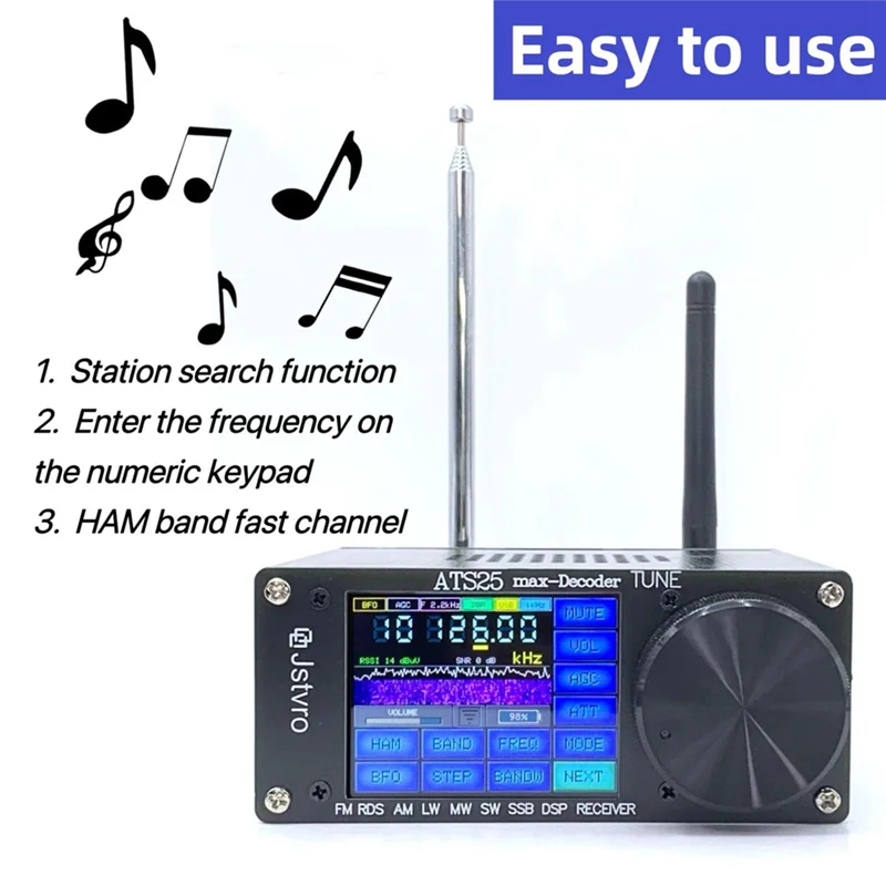 New ATS25Max RDS Function Decoder Si4732 Full-Band Radio Receiver with Spectrum Scanning Receiver