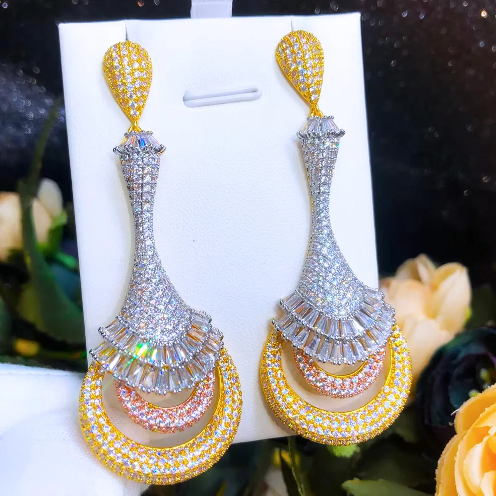 

Missvikki Luxury Gorgeous Long Drop Earrings For Women Wedding Party Golden Hollow Dubai Earrings Fashion Jewelry High Quality