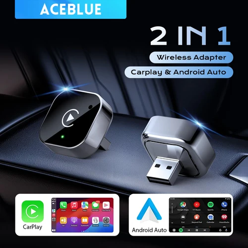 Adaptador Carplay inalámbrico y actualización Android Auto 2025 CarPlay con cable a inalámbrico, Mini Car Play Car Play 2 en 1 para iPhone Android