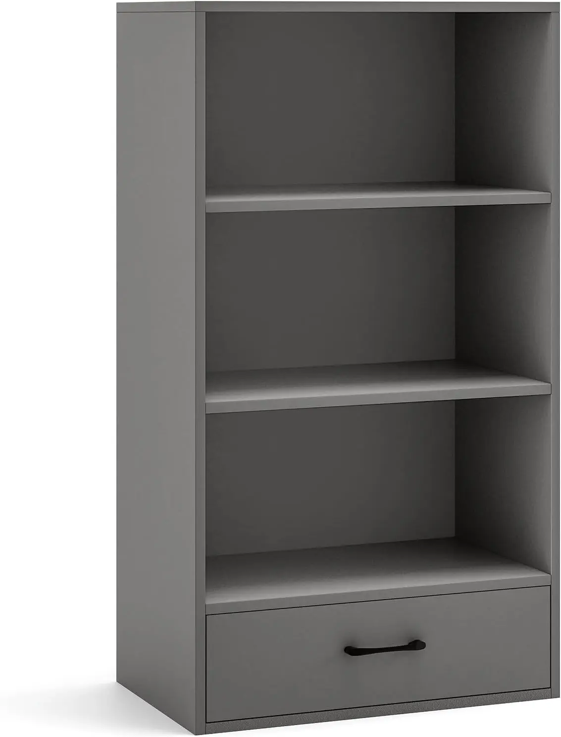 4 Tier Bookcase with Drawer, 48’’ Tall Floor Standing Organizer Display Storage Shelves with Anti-toppling Device, Woo