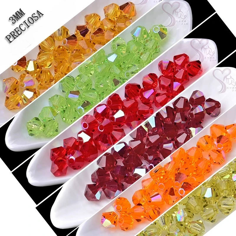 

PRECIOSA #23980 3mm AB Coated Faceted Czech Crystal Beads Bulk for DIY Jewelry Making