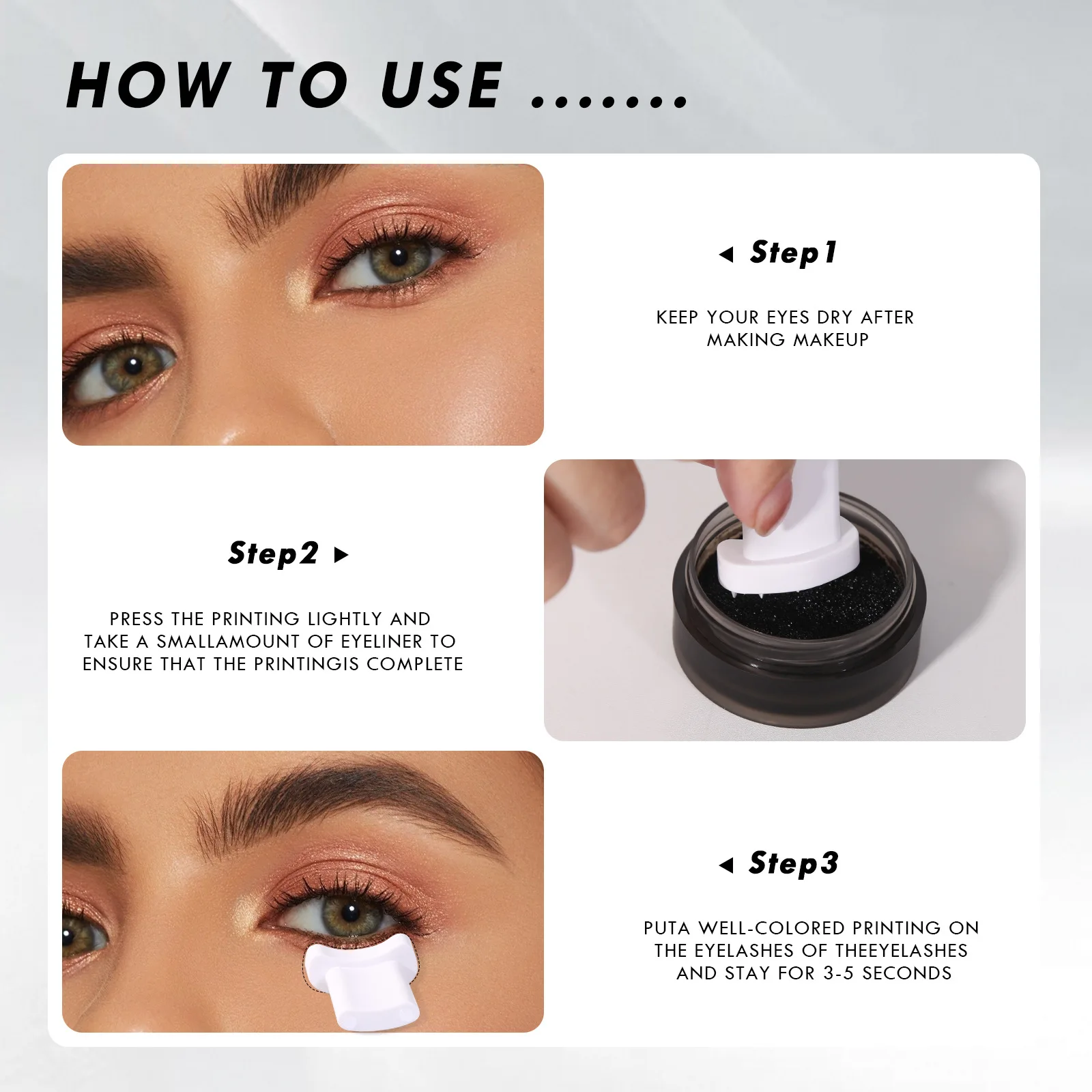 하부 속눈썹 스탬프 키트, 원스탬프 자연스러운 방수 인조 속눈썹 효과, 초보자용 스탬프 펜 및 잉크 포함 사용하기 쉬운 메이크업 도구