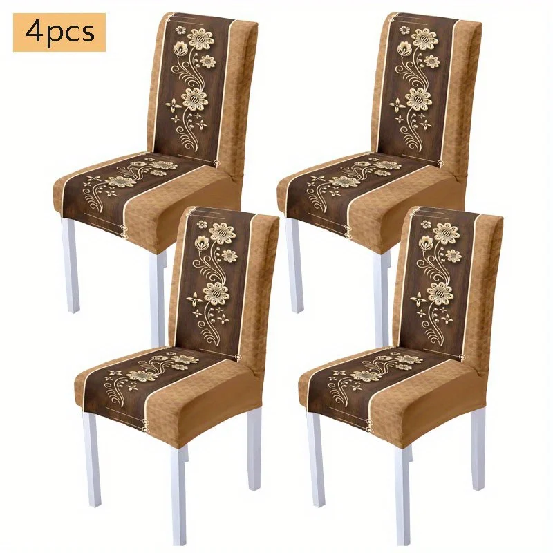 2024 New Elastic Chair Cover with Floral Embroidery, Soft & Stretchy Fabric, Washable & Durable, Easy to I