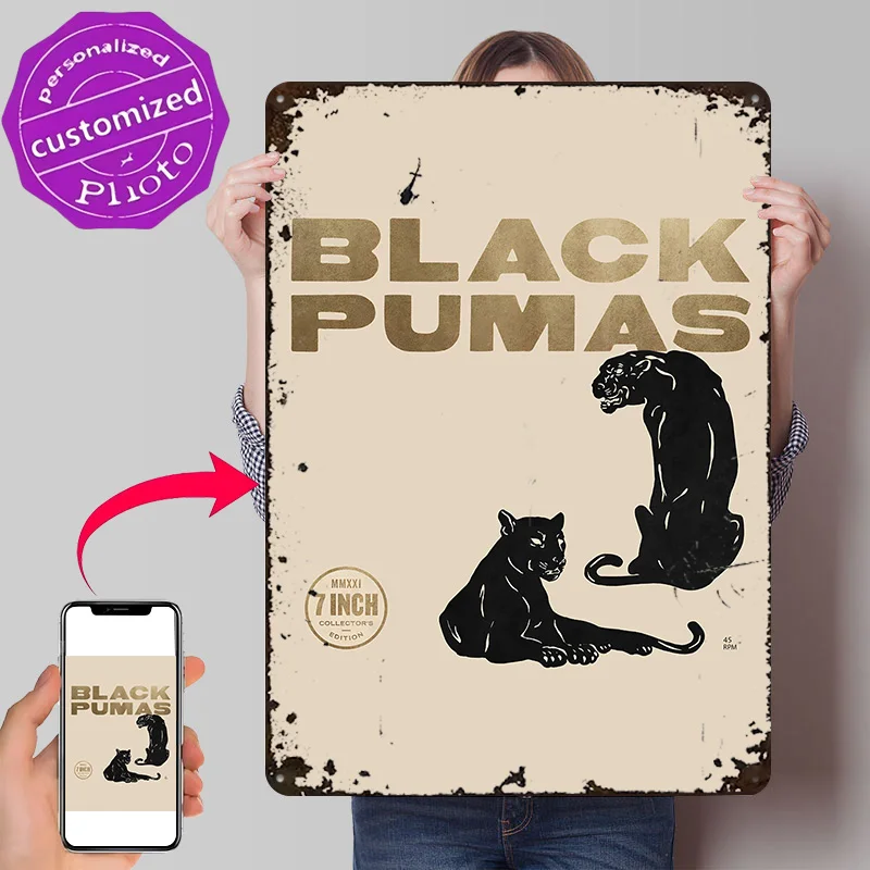 Black Pumas Collector's Edition Art Poster Retro 3D Printed Metal Signs Customized Wall Hanging Gift for Setup Decorations Decor