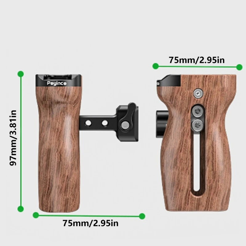 Pegangan Samping Kayu Universal Pelepasan Cepat untuk Sangkar Kamera dengan Ketinggian Dapat Disesuaikan