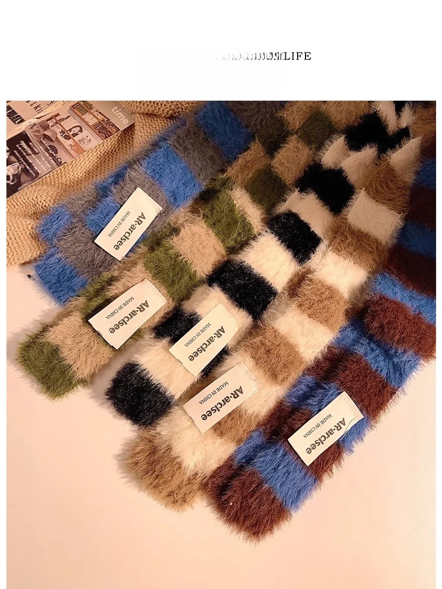 

Tlife Nuoji Plu Scarf Thin Stripe Long Winter Warm Korean Sle Versatile Student Youth Spring Autumn ex Rectangle Scarf