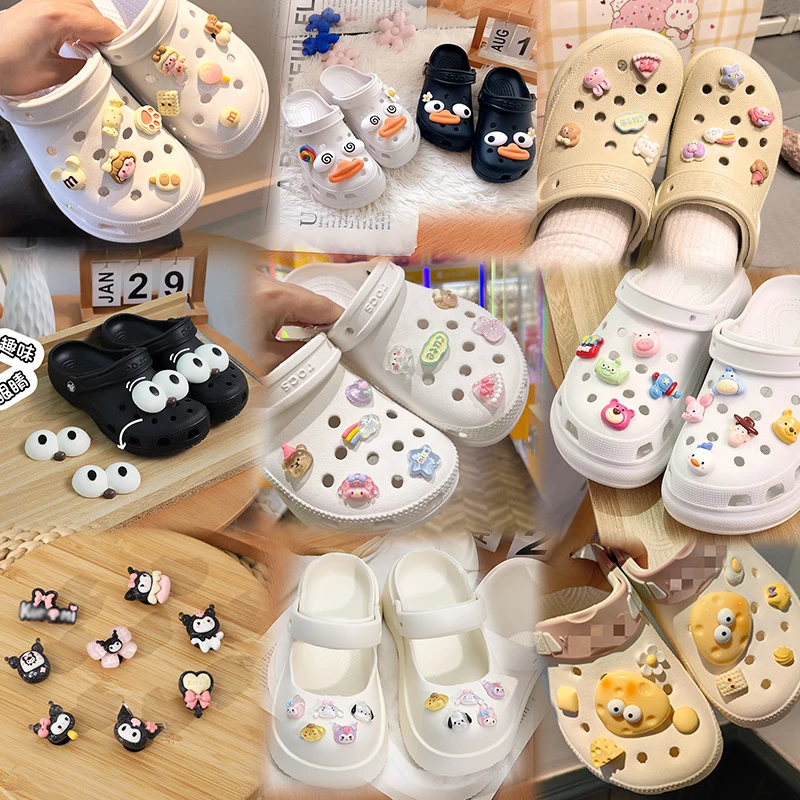 2024 Sanrio New Cute Fashionable Shoe Buckles Kuromi Shoe Charms Fit Sandals Decorate DIY Slippers Decoration Kids Woman Gifts