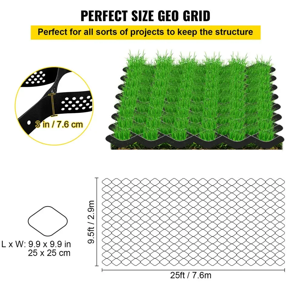 

Ground Grid Paver Geocell Grid 3in Thick Geo Grid 25x9.5ft HDPE for Gravel