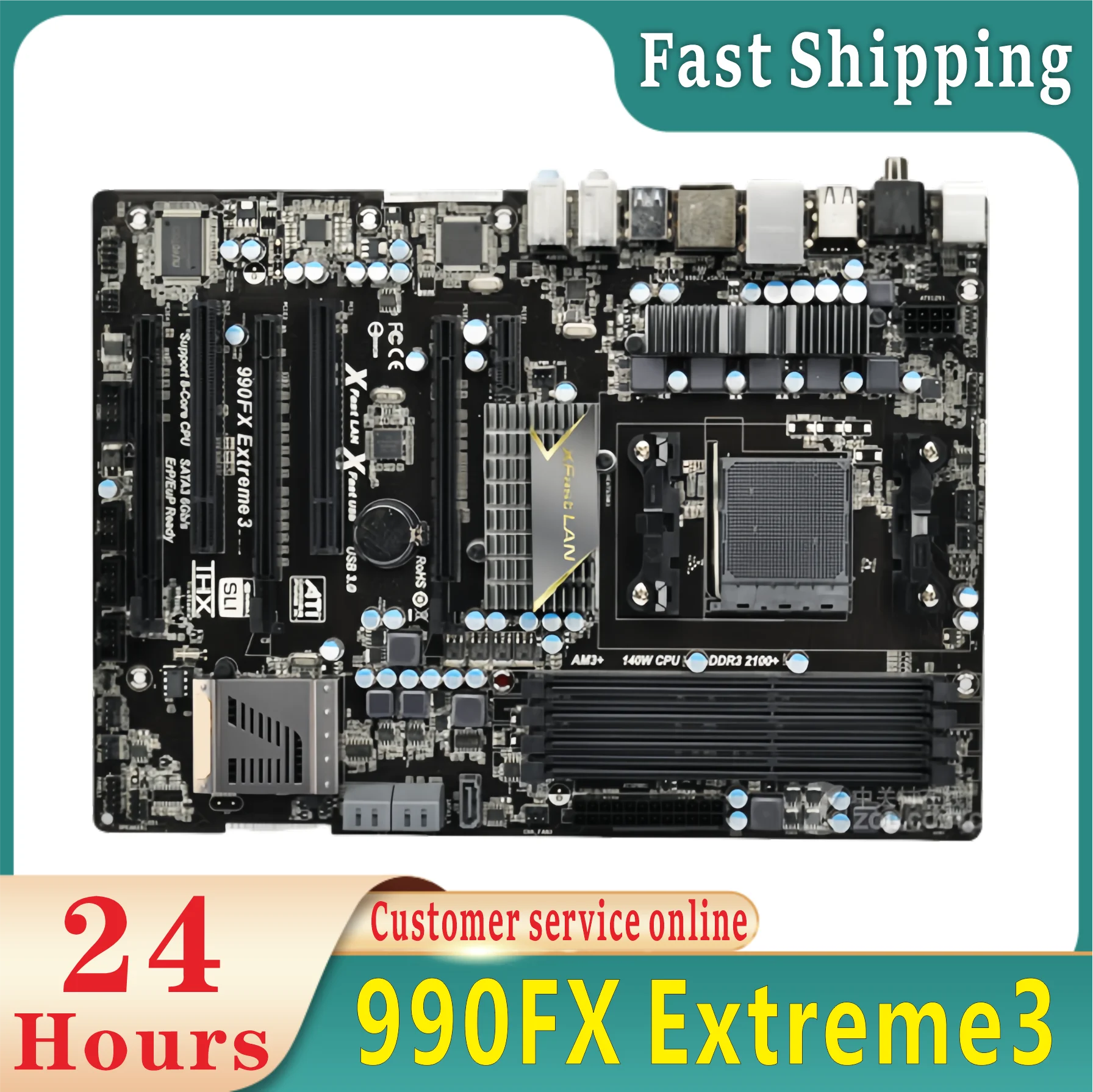 990FX Extreme3 Motherboard Socket AM3+ AMD 990FX DDR3 64GB non-ECC support FX 8300 8350 4300 Phenom II X6 55T 720 cpu ATX