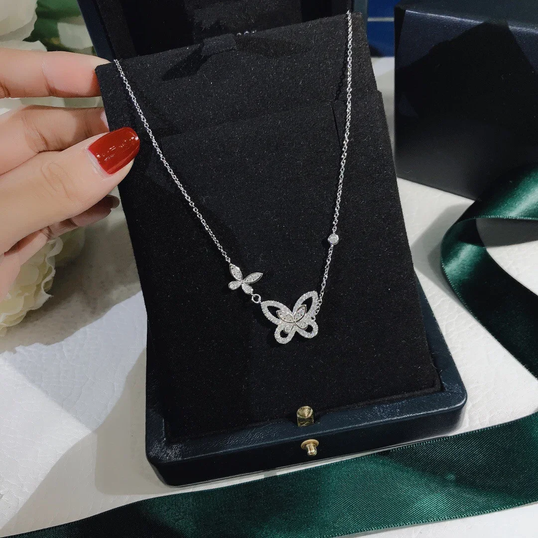 

New 2023 Hot High Qulity Brand Anniversary Gifts Luxury Jewelry Necklaces For Women Zircon Butterfly Wedding Pendants Charms