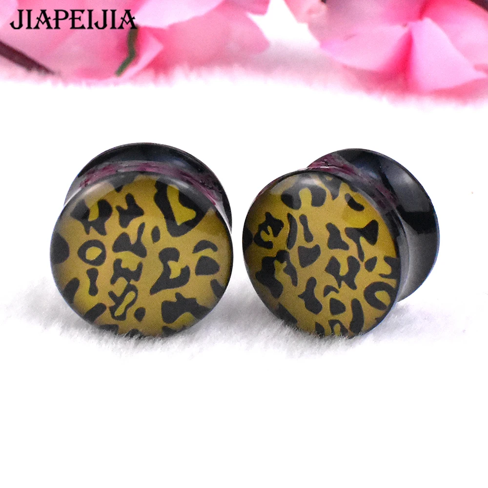 6-34mm Sexy Leopard Ear Tunnels Plugs and Gauges Acrylic Ear Expander Studs Stretching Body Piercing Jewelry