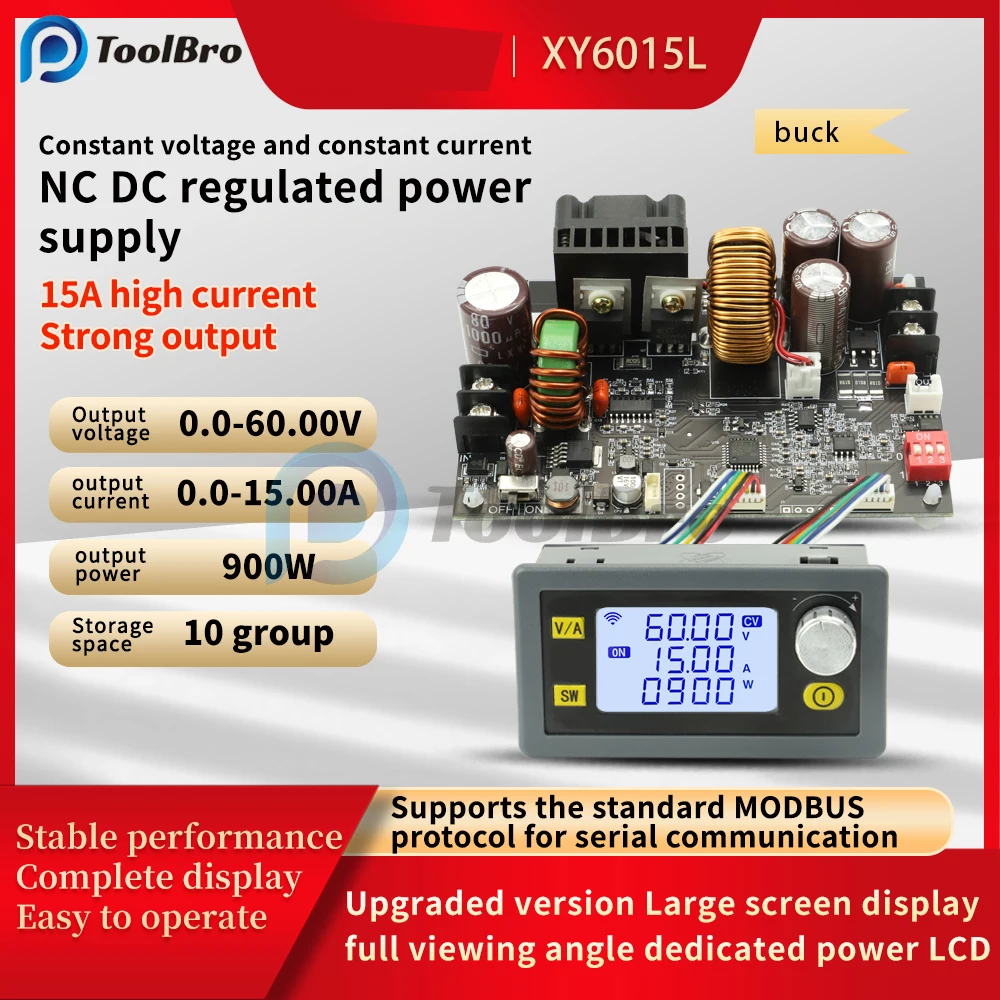 DC 6V-70V to 0-60V 15A 900W CNC Adjustable DC Voltage Regulator CV CC Step Down Power Supply Module