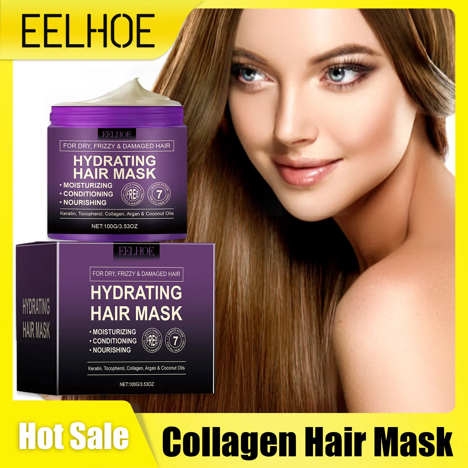 

Hydrating Hair Mask Keratin Frizzy Hair Treatment Oil Control Nourishing for Dry Damaged Hair Repair Anti Split Ends Conditioner