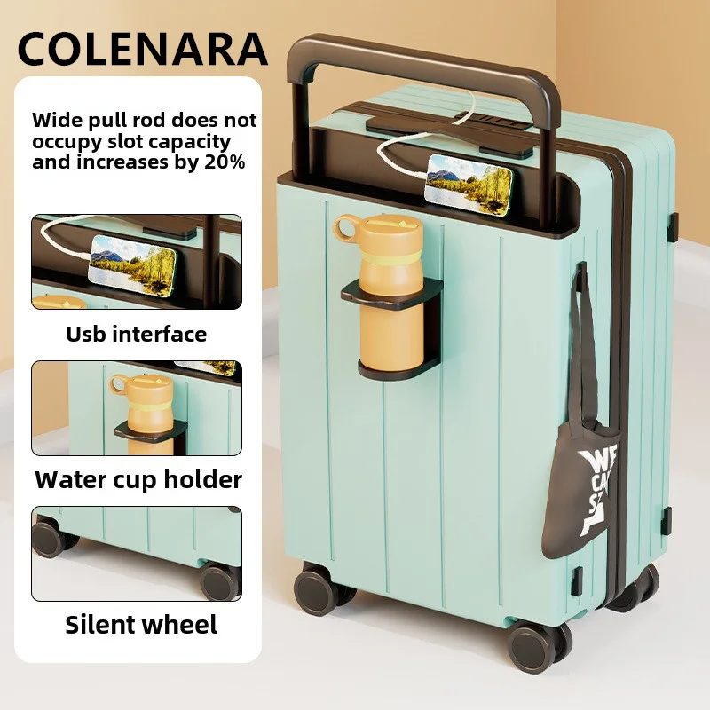 COLENARA maleta de cabina ABS + PC maleta de embarque para mujer cubierta de carrito de carga USB 20 "22" 24 "26" 28 pulgadas con ruedas equipaje rodante