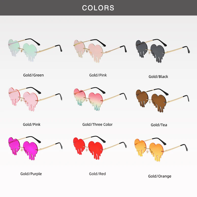 Sunglasses Women Frameless Fused Core Sunglasses 2022 Women Heart Shaped Frame Retro Street Shot Sunglasses