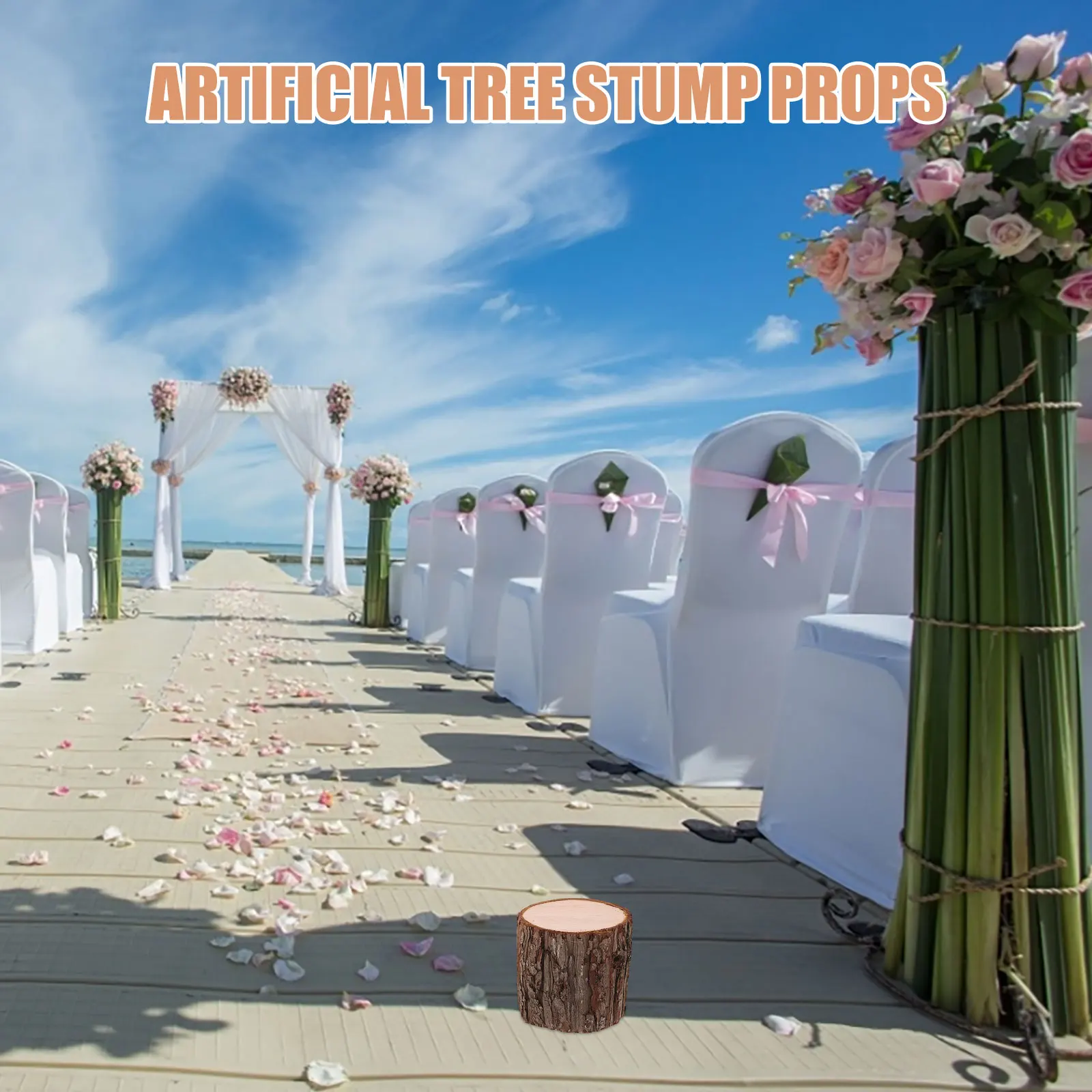 

Wood Pile Decoration Artificial Trees Stump Hollow Log Wedding Aisle Marker Home Props Tea Light Holder Round Slice Bark