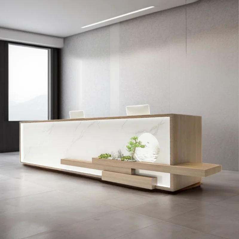 Aesthetic Salon Reception Counter Help Desk Table Furniture Companies Cashier Modern Front Recepcion Mostrador Beauty Storage