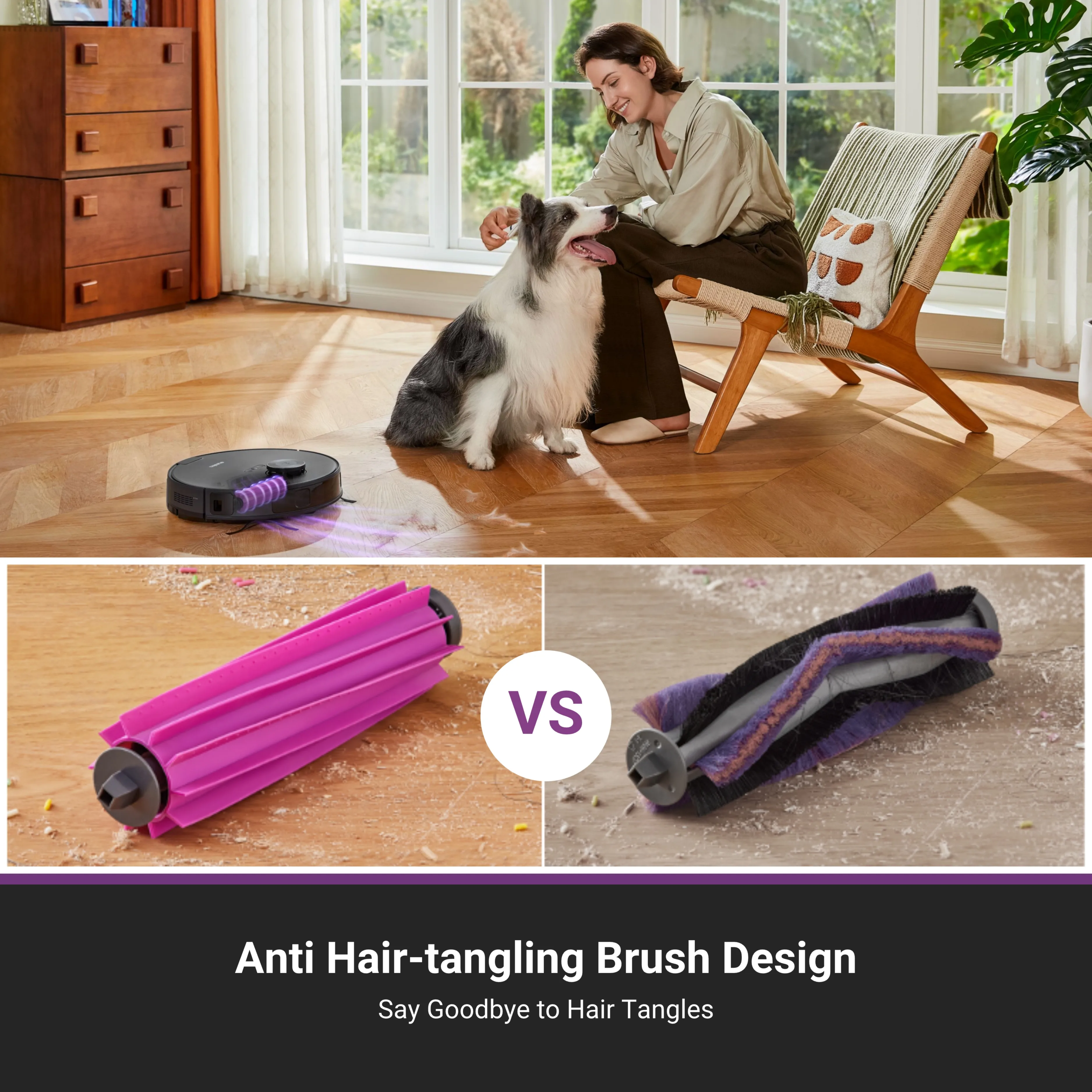 مكنسة كهربائية روبوتية ذاتية التفريغ E20+ 8000 Pa من Eureka، عمر بطارية 180 دقيقة، DuoDetect AI لتجنب العوائق ثلاثية الأبعاد