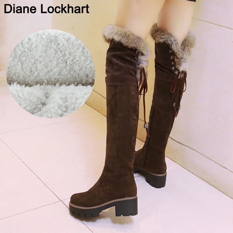 High Snow Boots Woman Shoes Waterproof Over The Knee Boots Female Fashion Fur Warm Plush Winter Long Boot Ladies high Boots 43