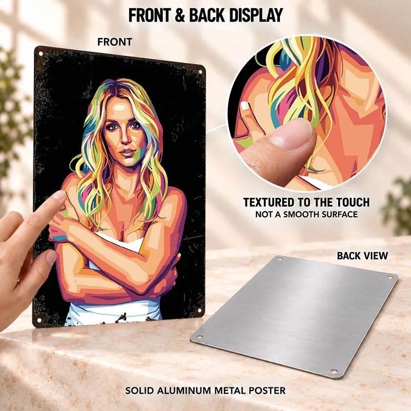Britney Spears Aluminum Posters Bold Decorative Graphic Creative Studio Wall Art Personalized Metal Sign Gift For Music Lovers