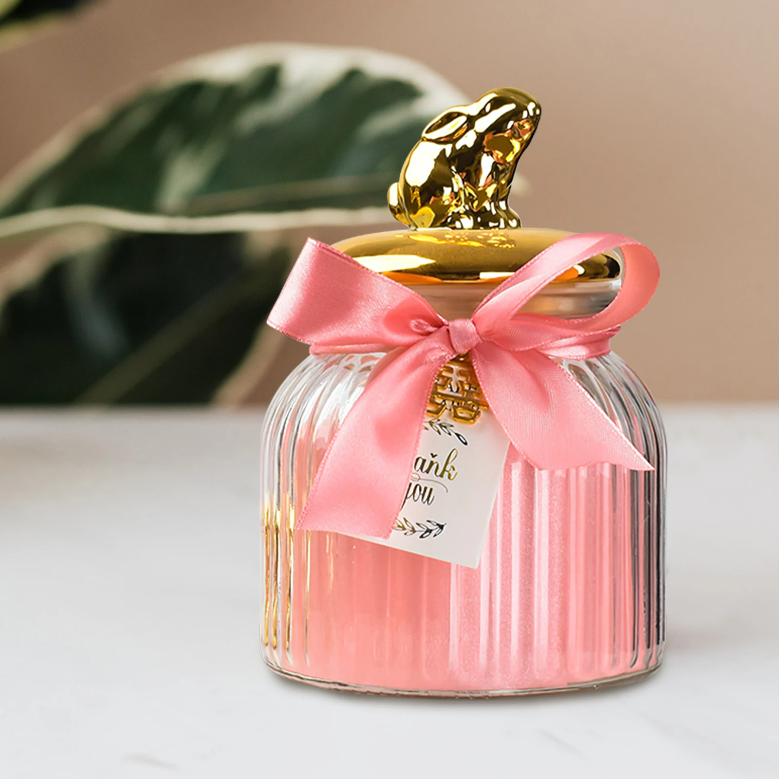 

Bunny Ear Sealed Glass Jar Multi-Purpose Food Storage Container Easy Pour Design for Home Kitchen Decorative Use