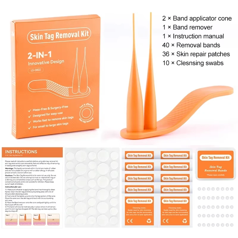 Zestaw narzędzi 2-w-1 do bezbolesnego usuwania brodawek, znamion, plam, zaskórników i kurzajek z pisakiem do usuwania oraz wacikami do czyszczenia, narzędzie do pielęgnacji skóry twarzy