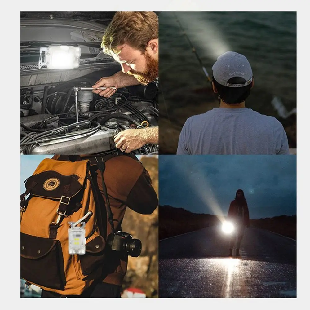 Mini 6 Modes Keychain Light Dual Light Source Magnetic Fluorescent Flashlight Waterproof Lightweight Hat Lamp Outdoor Fishing