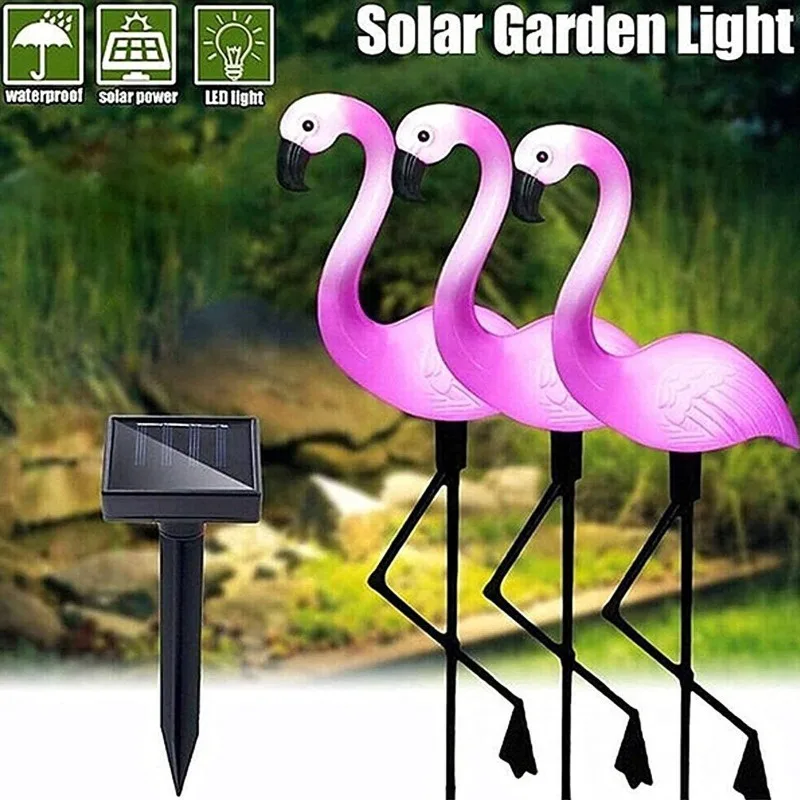 

1/3Pcs Popular Solar Powered Flamingo Outdoor Garden Light Waterproof Lawn Led Lamp for Patio Pathway Landscape