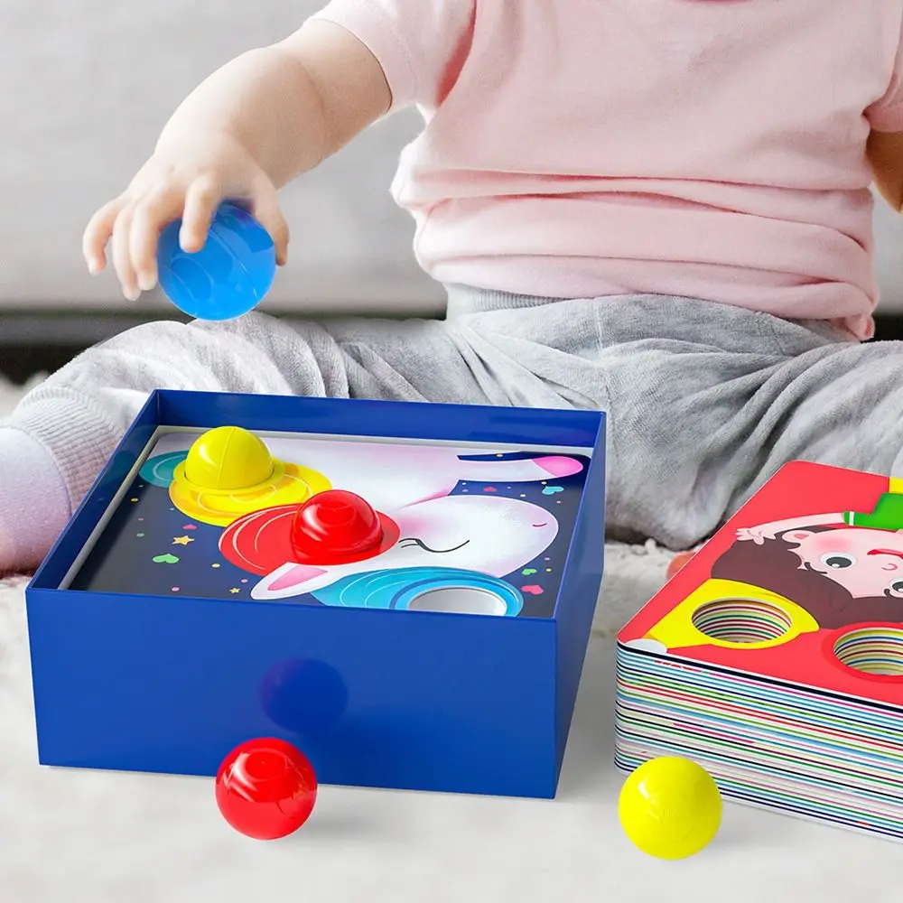 Mehrfarbiges Farbsortier-Puzzlespiel, Cartoon-Muster, Holz, Entwicklungsspielzeug, Familienspiel, Knopffidee, Aufklärungsspiel, Geschenk