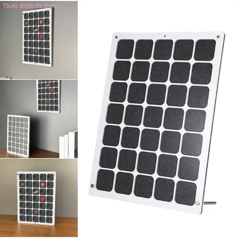 62KE 35-Gitter-Acryl-Emaille-Pin-Anzeigetafel, wandmontierbare Desktop-Organizer für Schmuck, Sammlerstücke, schützend – Detail 9