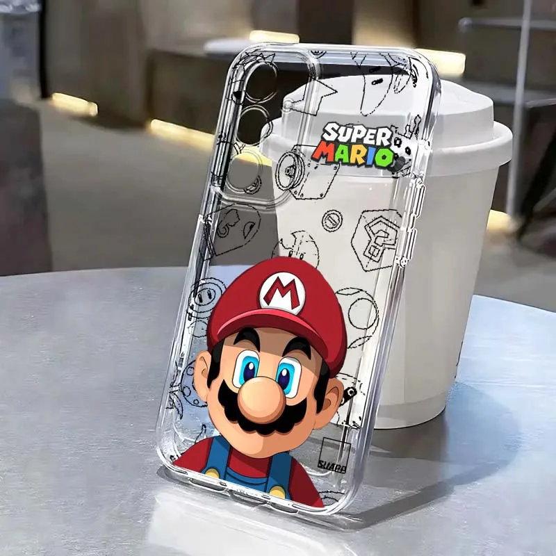 

Luxury Supers M-Marios Cartoon For Samsung Galaxy S25 S24 S23 S22 S21 S20 Edge Plus Ultra FE 5G Transparent Cover Phone Case