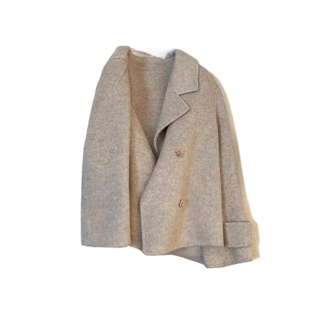 Spring wool double-sided woolen coat women's, new Korean version small high-end temperament short coat women's clothing