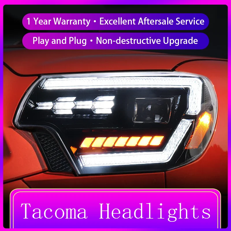 2 PCS Car Lamps For Toyota Tacoma 2012-2015 Front Light DRL Head Lamp Turn Signal Upgrade LED Headlight Lens Auto Accessories