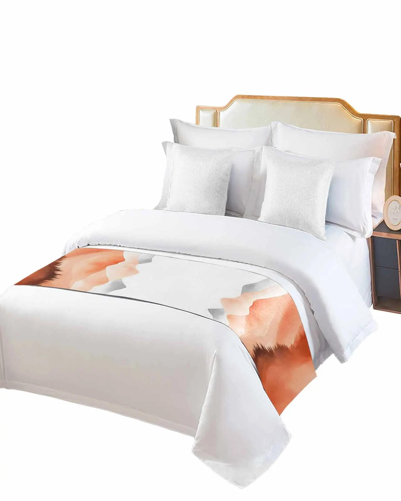 

Impressionist Mountainous Horizon Style Bed Runner Luxury Hotel Bed Tail Scarf Decorative Cloth Home Bed Flag