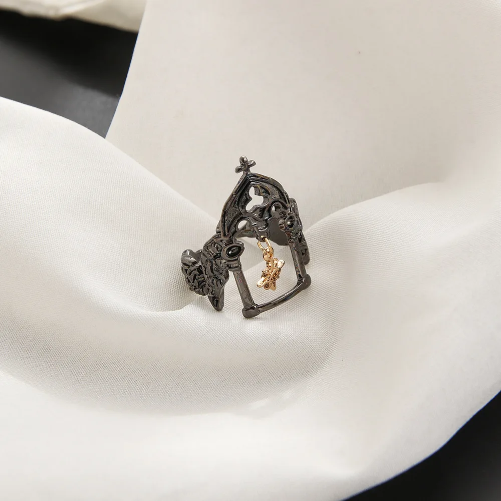 الرجعية القرون الوسطى القلعة قابل للتعديل حلقة مفتوحة للنساء الشرير القوطية منفعل زوجين مجوهرات خمر للجنسين اكسسوارات هدية لعشاق