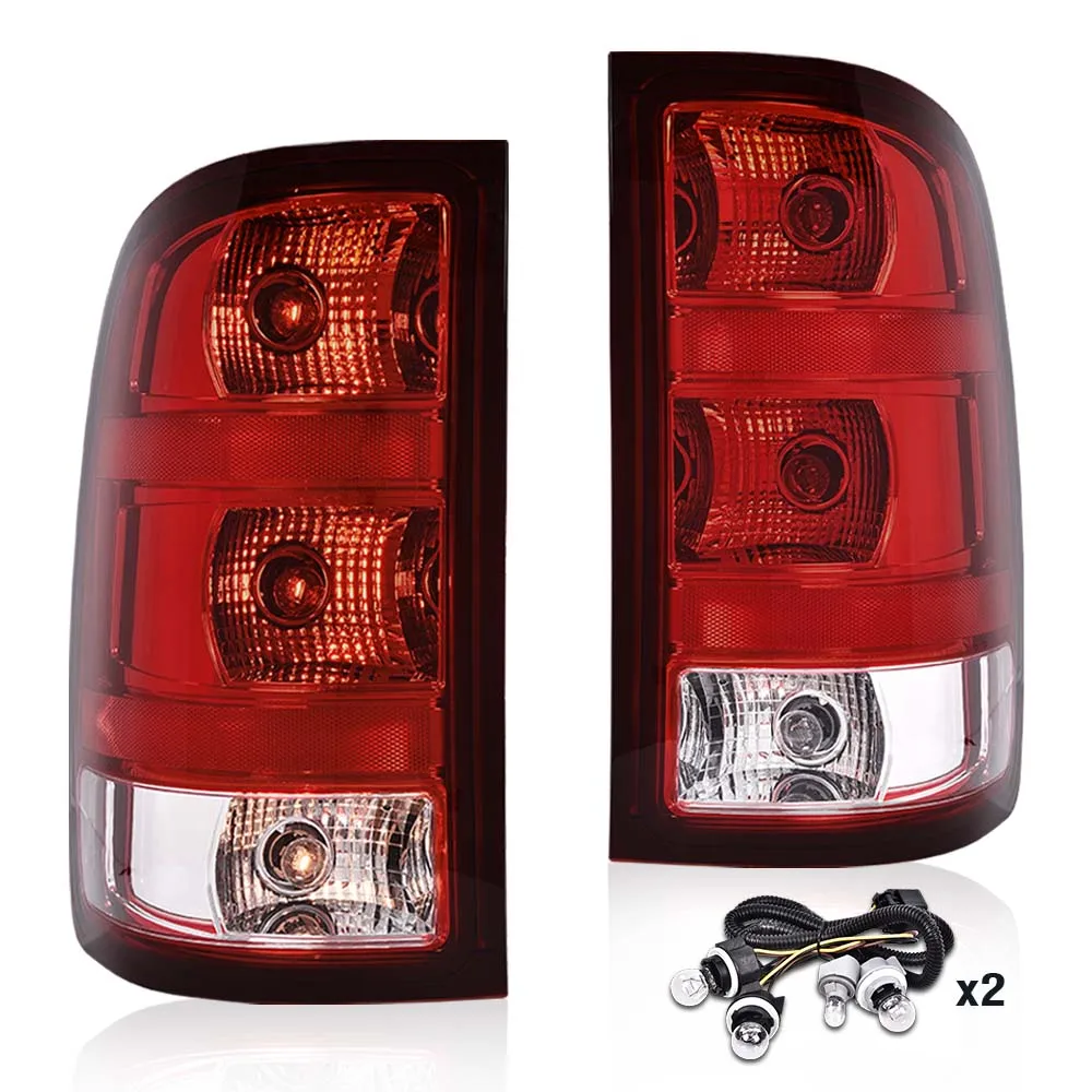 

Tail Lights Lamps Assembly W/Bulbs Red Left & Right Side Compatible with Gmc Sierra 1500 2500 3500Hd 2007-2013