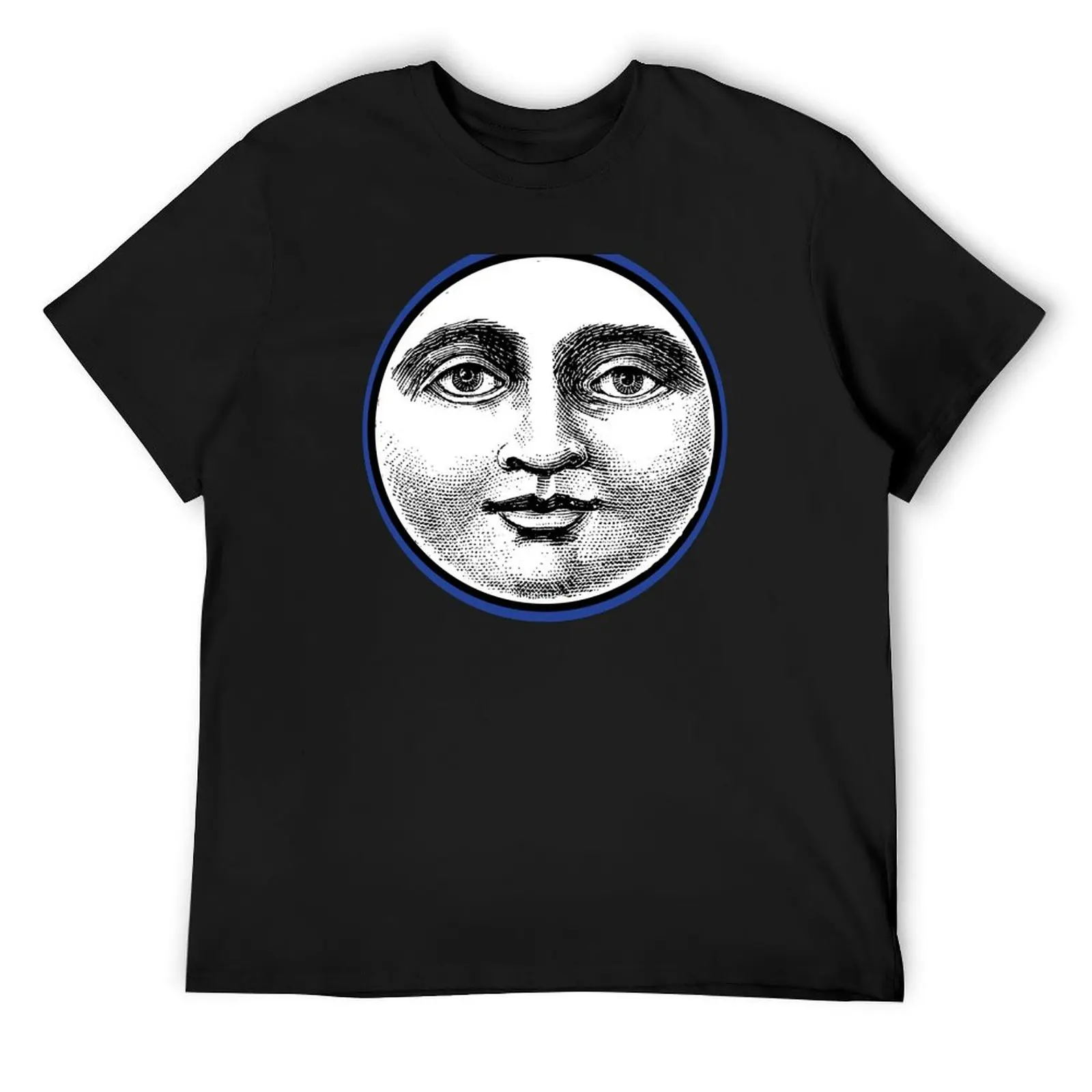 MOON FACE: BLUE T-Shirt man t shirt sports fans korean fashion mens t shirts pack