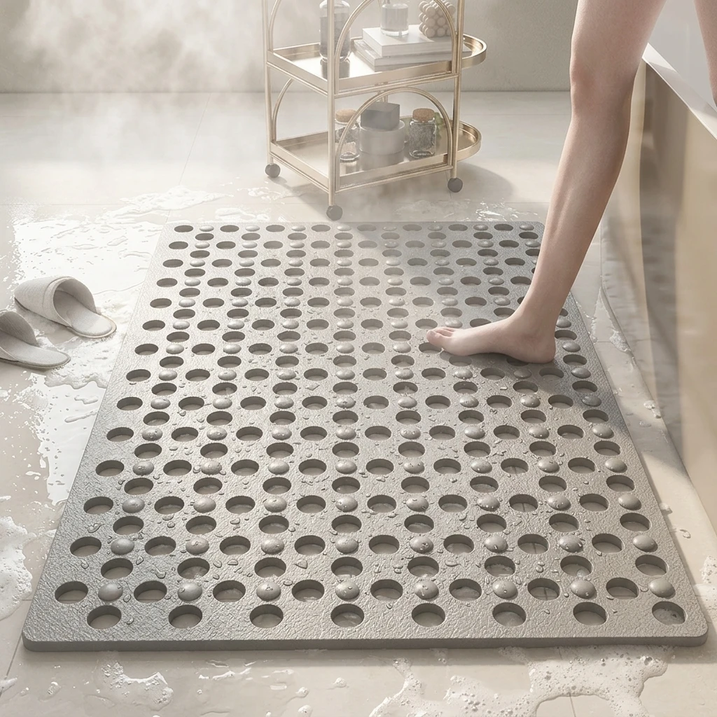 Rutschfeste PVC-Dusch- und Badematte, Rundloch-Entwässerungs-Massageunterlage, Schnelltrocknende Rutschfeste Matte für Badezimmer, Badewanne und Haushalt.