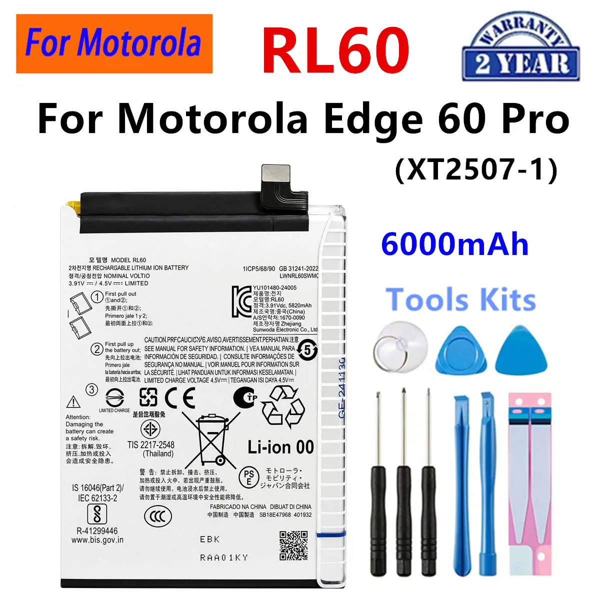 RN67 RN55 SL70 RL60 RB52 RA52 RH50 Battery For Motorola Moto G86 G06 G Power Stylus 5G Moto Edge 60S 60 Pro Moto G56 G86 5G G15