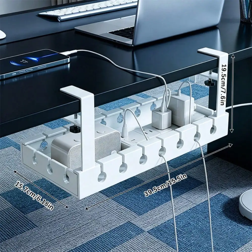 Shenghuochuangyi Cable Management Under Desk Channel, Adjustable Thickened Metal Storage Tray, Storage Basket, Computer Accessories, Desk Accessories, Router And Cord Wire Clips, 20LB Load Bearing Power Strip Holder
